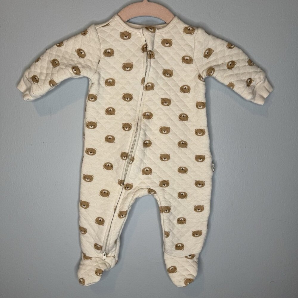 Rabbit Bear Organic 3-6 Months One Piece Outfit Zip Up Bears Neutral